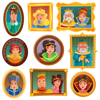 Royalty Portrait Wall Vector Illustration