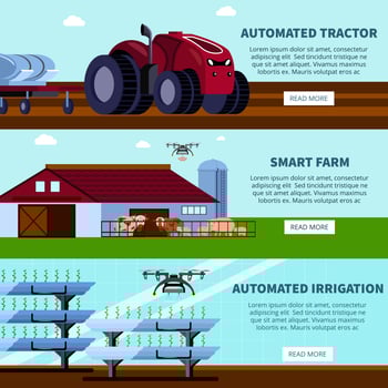 Smart Farming Orthogonal Flat Banners Vector Illustration