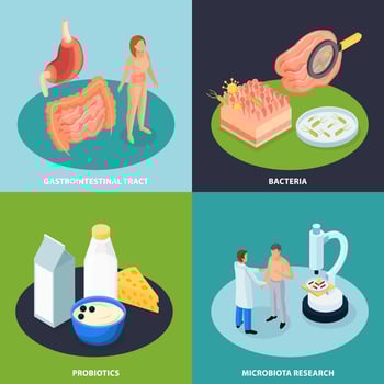 Probiotics Isometric Design Concept Vector Illustration