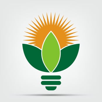 symbol ecology bulb logos of green with sun and leaves nature element vector