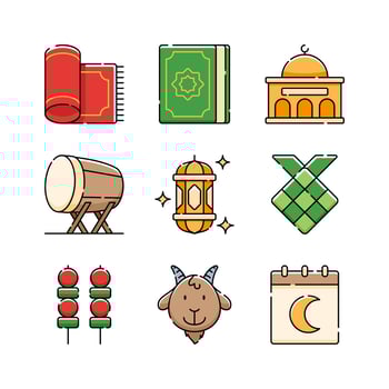 Eid Al Adha Icon Set Design vector