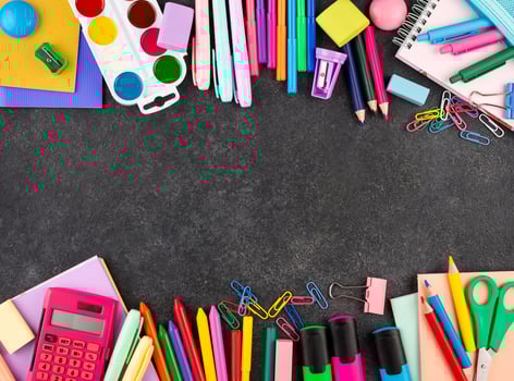 Back to school background with school supplies background photo