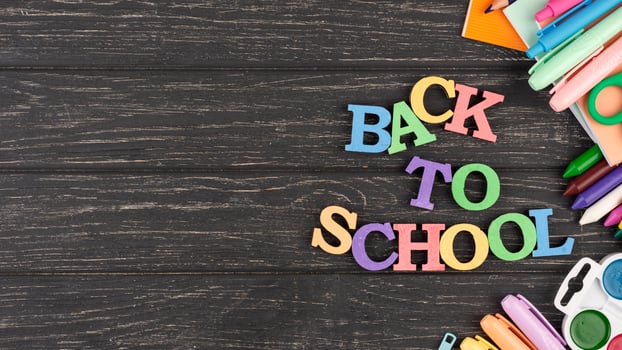 Back to school background with school supplies background photo