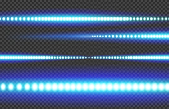 Blue white glowing LED light strip vector
