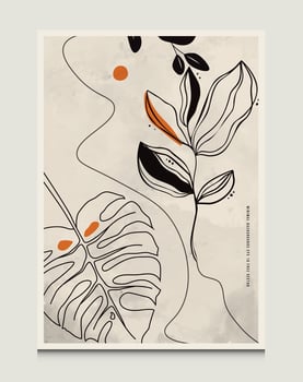 Modern Abstract Botanical Line Art Vector Illustration Background With Botanical Line Art Scene Suitable For Books Covers Brochures Flyers Social Posts Etc