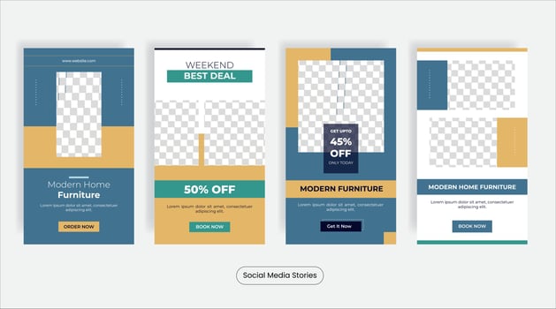Home furniture social media post banner template set vector