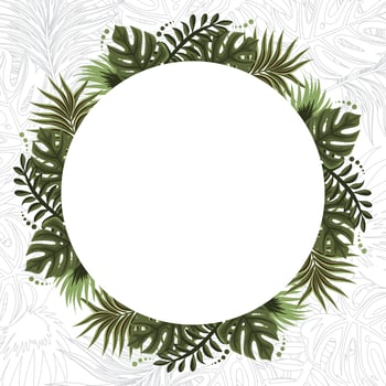 Summer Tropical Floral Frame Background vector