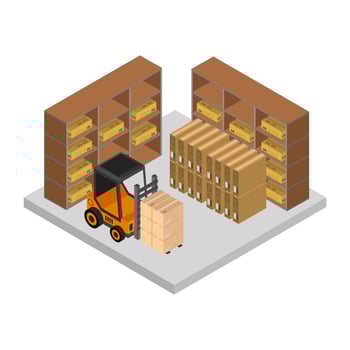 Isometric Warehouse On White Background vector