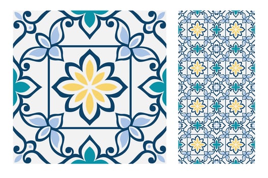 vintage tiles patterns antique seamless vector