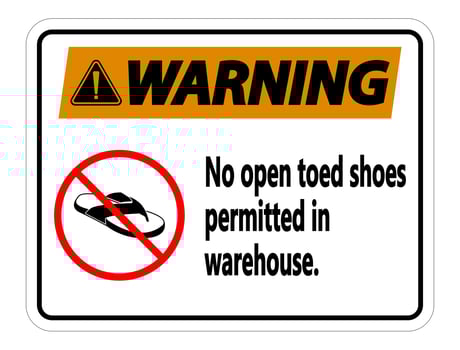 Warning No Open Toed Shoes Sign on white background vector