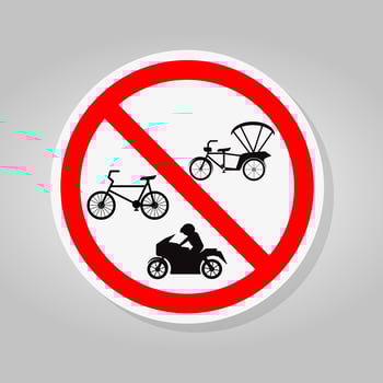 Prohibit Bicycle Tricycle and Motorcycle Sign vector