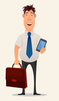 Funny businessman at work vector