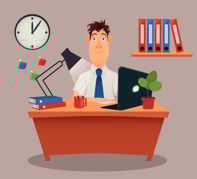 Modern creative young businessman sitting at the table vector
