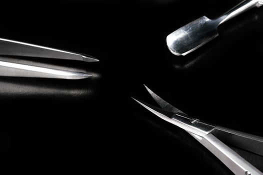 A set of cosmetic tools for manicure and pedicure closeup photo