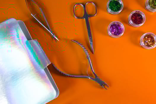 A set of cosmetic tools for manicure and pedicure closeup photo
