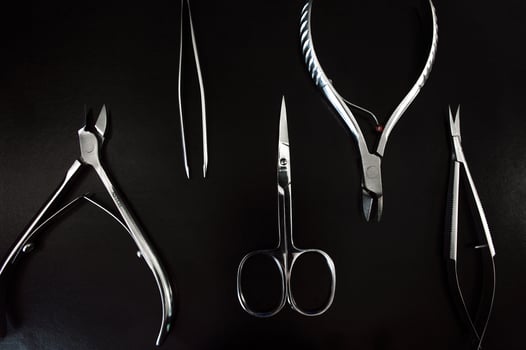 A set of cosmetic tools for manicure and pedicure closeup photo