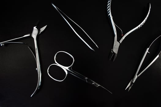 A set of cosmetic tools for manicure and pedicure closeup photo
