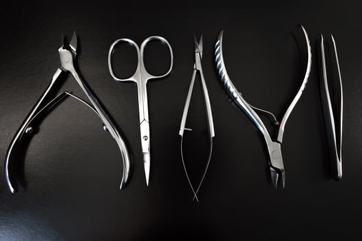 A set of cosmetic tools for manicure and pedicure closeup photo