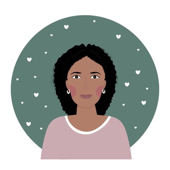 Portrait of an african american woman middle age Profile photo Flat vector illustration