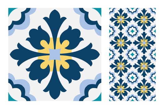 vintage tiles patterns antique seamless vector