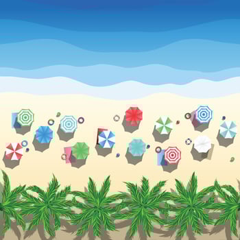 Vector illustration Sunny beach view from above