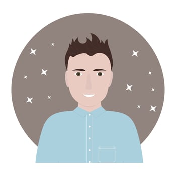 Portrait of a middle age young man with brown hair Profile photo Flat vector illustration