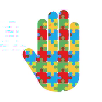 world autism day puzzles shaped hand white background vector