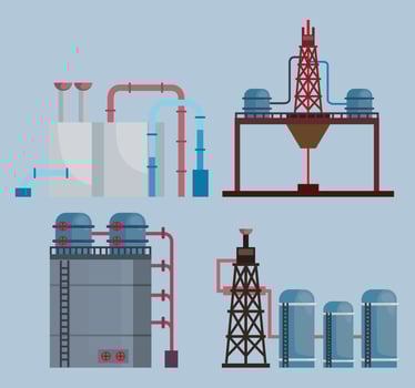 four fracking plants vector