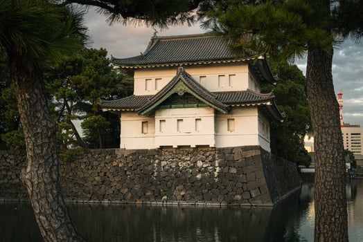 Edo castle in Tokyo, Japan in winter photo