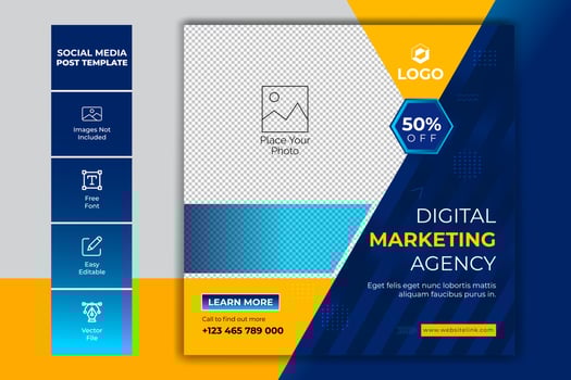 Digital marketing agency social media post banner template vector