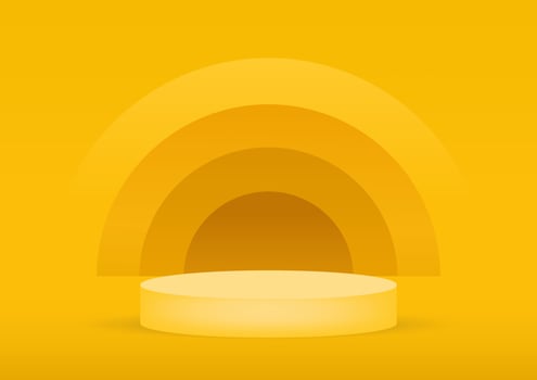 Empty podium studio yellow background for product display with copy space vector