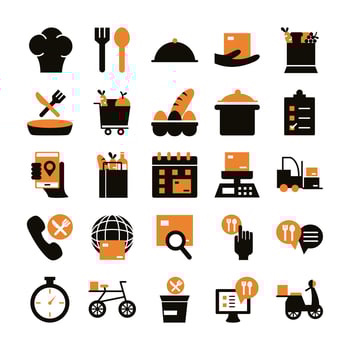 delivery food groceries service set icons vector