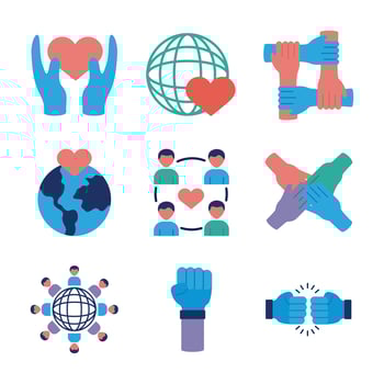 bundle of charity and solidarity icons vector