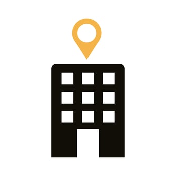 building with pin pointer location line style vector