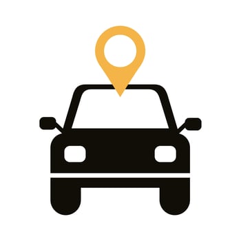 car with pin pointer location line style vector