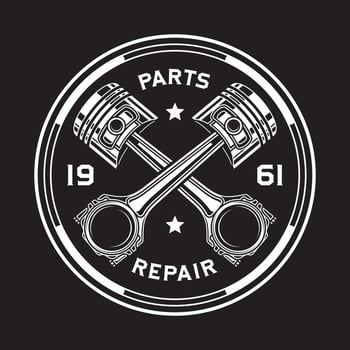 Crossed Pistons On Black vector