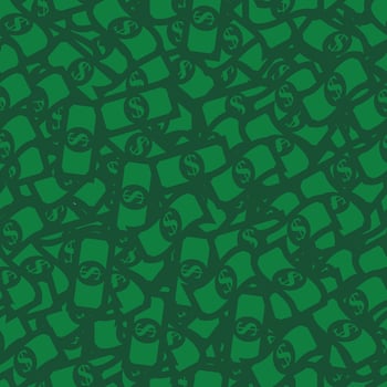 Money seamless pattern Green dollar bills vector