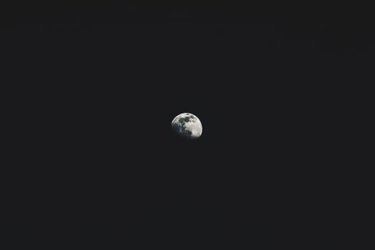 Gray moon closeup in the dark sky photo