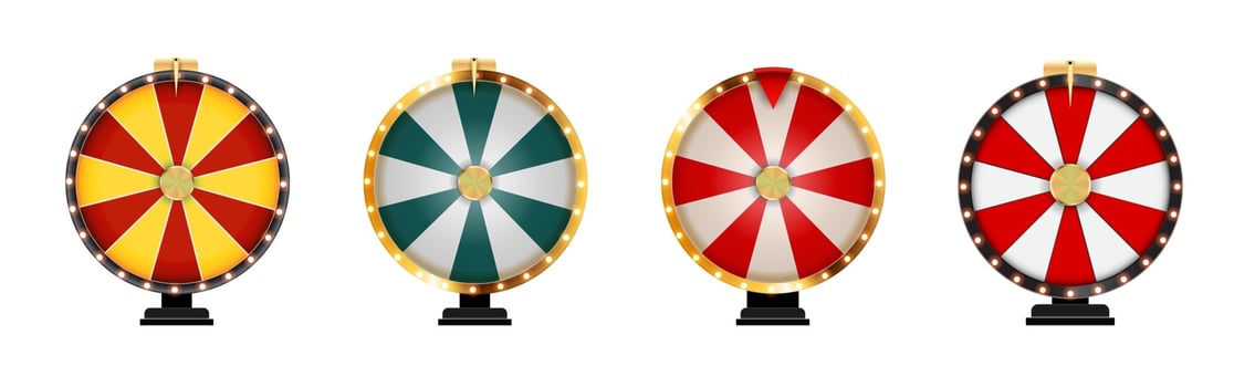 Wheel of Fortune Lucky Icon Template isolated on white collection set vector