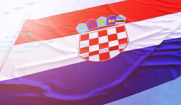 Croatia flag on the blue sky photo