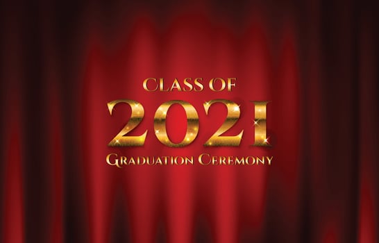 Class of 2021 Graduation Ceremony Realistic Curtain Background vector
