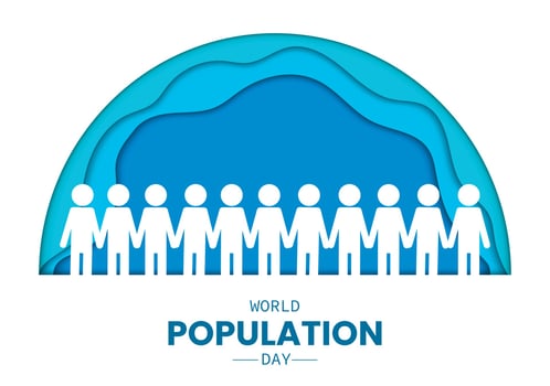 World Population Day People Half Circle Paper vector