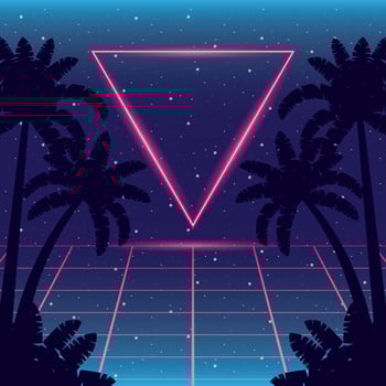 wanderlust poster with tree palms and geometric figures vector