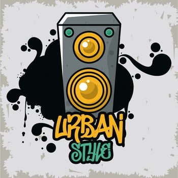 graffiti urban style poster with speaker vector
