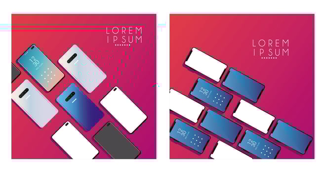 set of mockup smartphones devices icons vector
