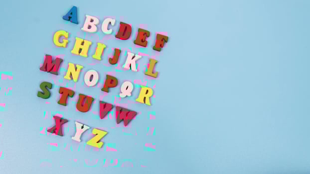 Alphabets Letter Isolated Blue Background photo