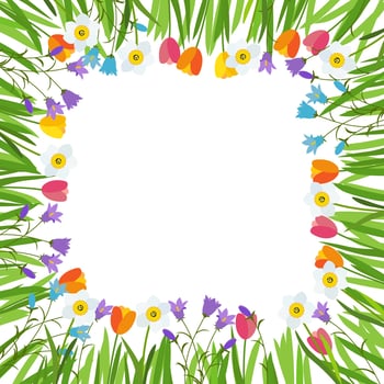 Spring, Tulip, Bluebell and Narcissus, Flowers Background vector