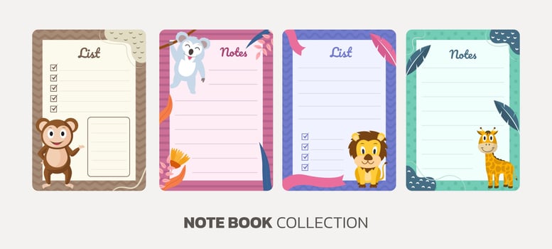 Animals Notebook Template Collection vector