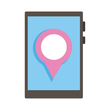 smartphone device with pin location flat style icon vector