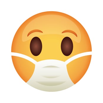 emoji face wearing medical mask flat style icon vector